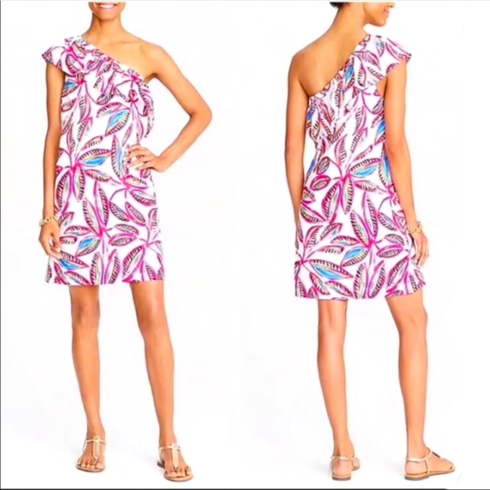 J. Crew🌺Tropical Linen One Shoulder Dress